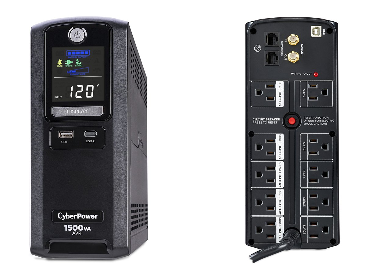 The Front and Back of the CyberPower LX1500GU3-FC